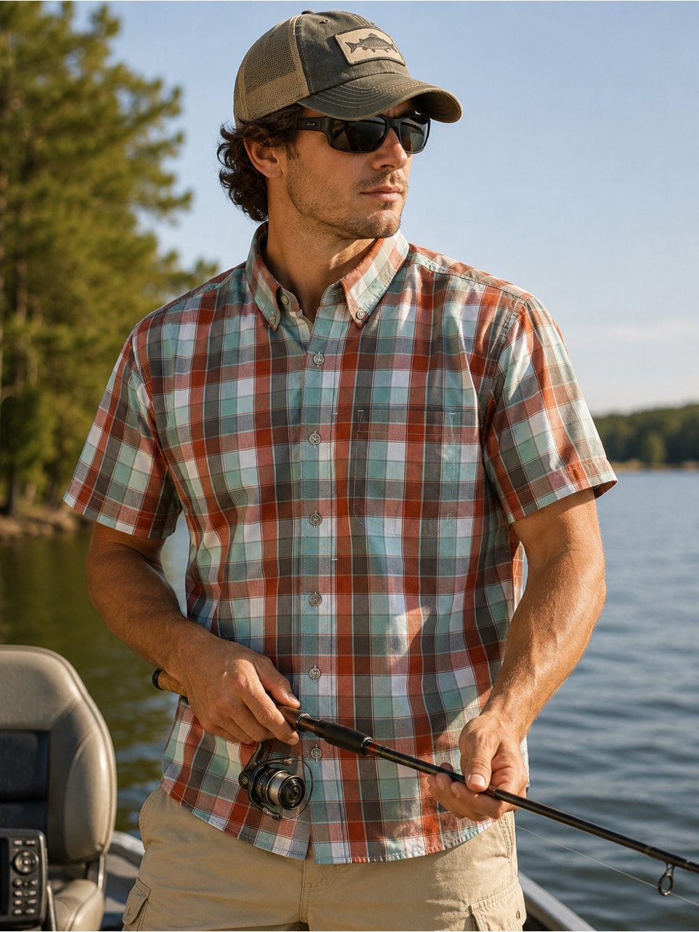Eddie Bauer Men’s Classic Fit Plaid Short Sleeve Button Down Tall XL